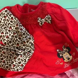Minnie Mouse leopard print outfit NWT